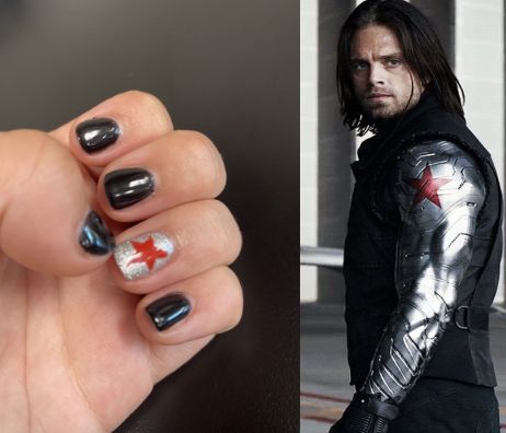 Bucky Barnes Nails, Winter Soldier Nails, Bucky Barnes Winter Soldier, The Winter Soldier, Inspired Nails, Bucky Barnes, Winter Soldier, The Winter, Nail Ideas