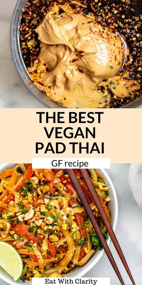 Vegan Pad Thai Recipe, Vegetarian Pad Thai, Tofu Pad Thai, Scrambled Tofu, Vegetarian Thai, Vegan Pad Thai, Resep Pasta, Food Near Me, Pad Thai Noodles