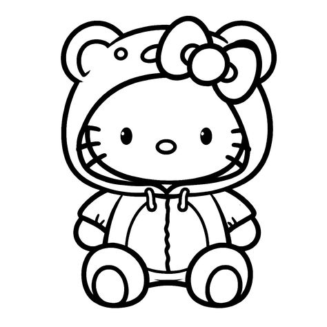 Hello Kitty Aesthetic Coloring Pages, Clipart Coloring Pages, Hello Kitty Color Pages, Rysunki Hello Kitty, Cute Hello Kitty Coloring Pages, Easy Bold Coloring Pages, Cute Stuff To Print, Easy Cute Coloring Pages, Halloween Hello Kitty Coloring Pages