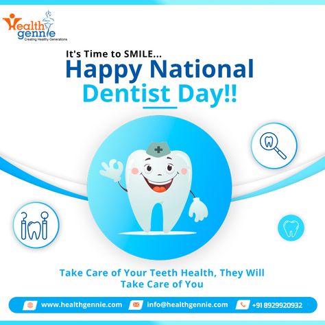 The Best Way to Thank a Dentist is to Smile at Everyone You Meet...Happy National Dentist Day!! #healthgennie #preventivecare #healthcare #smile #digitalhealth #health #dentists #dentistry #dental #dentistday #nationaldentistday #dentalcare #teeth #tooth National Dentist Day, Dentist Day, Teeth Health, Digital Health, Dental Clinic, Dental Care, Take Care Of Yourself, Health Care, Festival