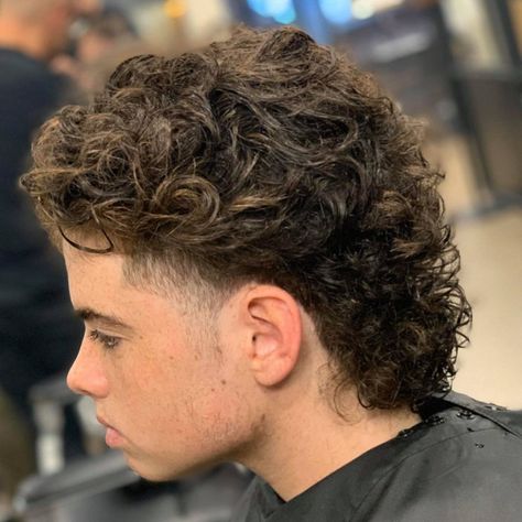 Young Men Haircuts, Long Hair Perm, Mullet Fade, Short Mullet, Mohawk Mullet, Blonde Hair Boy, Men Haircut Curly Hair, Mullet Haircut, Tapered Haircut