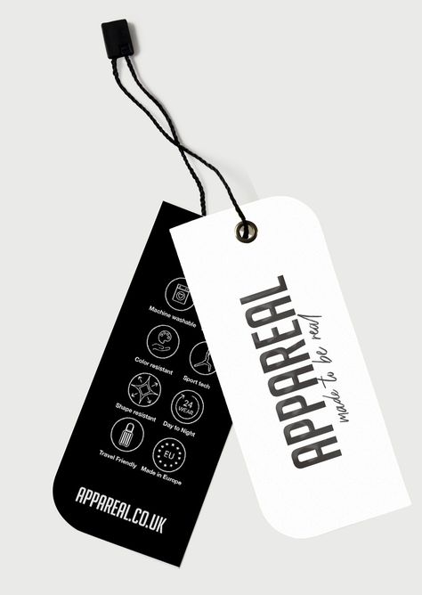 Designs | Design packaging for ethical high-tech fashion label | Product packaging contest Hand Tag Design Clothing, Handtag Labels Design, Hang Tag Design Clothing Labels, Hangtag Design Fashion, Hangtag Design Clothing, Tag Design Clothing, Fashion Label Design, Product Tag Design, Label Design Clothing