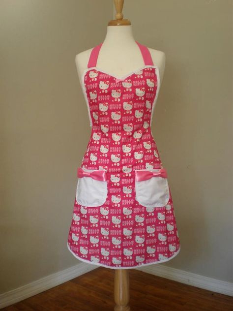 Hello Kitty apron by HauteMessThreads on Etsy, $36.00 Disney Pin Up, Hello Kitty Kitchen, Haute Mess, Hello Kitty House, Graphic Design Collection, Hello Kitty Clothes, House Items, Mini Pink, Sewing Aprons