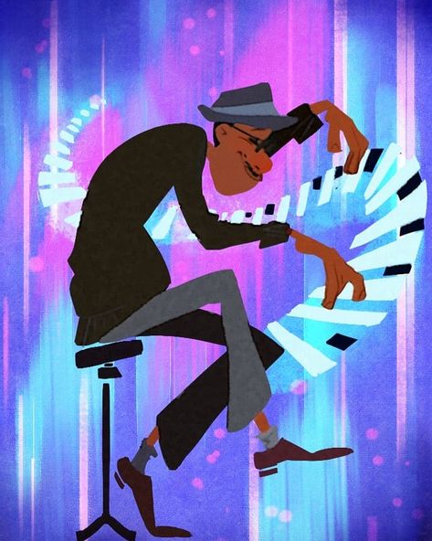 Soul Movie Aesthetic, Jazz Animation, 2024 Backdrop, Soul Disney, Jazz Illustration, Soul Movie, Dream Illustration, Jazz Cat, Charley Harper