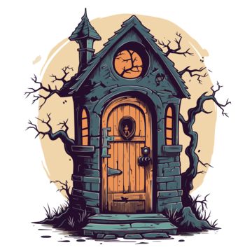 haunted house door,clipart,cartoon Haunted House Door, Scary Door, House With Trees, Door Clipart, Scary Cartoon, Scary House, Small Cartoon, Vector House, Scary Houses