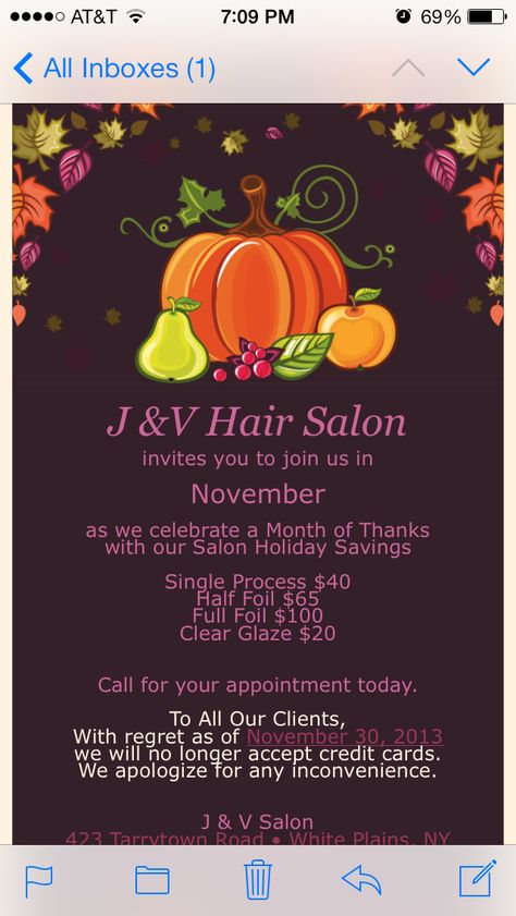 Thanksgiving Salon Special Salon Promotion Ideas, Hair Marketing, Walk Ins Welcome, Salon Promotions, Happy Thanksgiving Images, Spa Specials, V Hair, Promotion Ideas, Thanksgiving Images