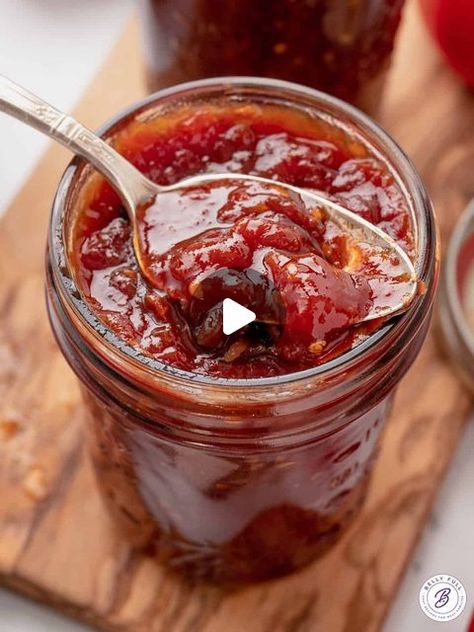 Roasted Tomato Jam, Apple Crisp Bars Recipe, Tomato Jelly, Tomato Jam Recipe, Garden Tomatoes, Instagram Recipes, Tomato Jam, Tomato Garden, Bars Recipe