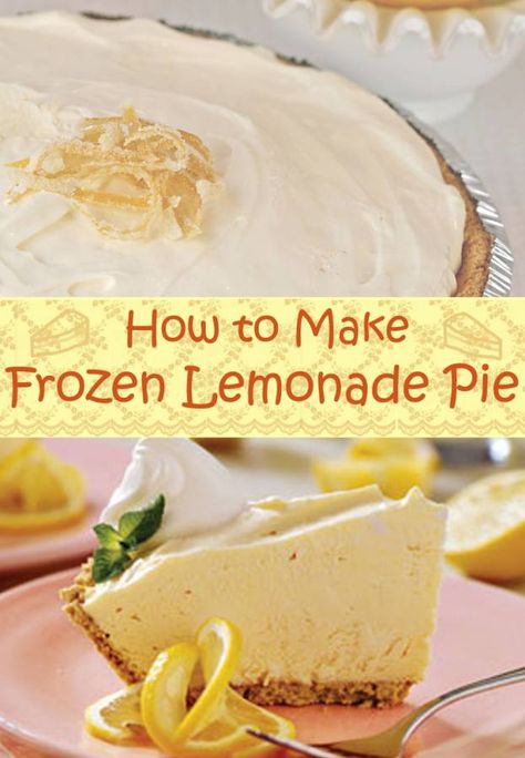 Frozen Lemonade Pie, Lemonade Pie Recipe, No Bake Pie, Lemon Icebox Pie, Lemonade Pie, Coconut Dessert, Easy Easter Desserts, Icebox Pie, Frozen Pie