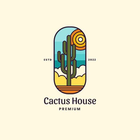 Cactus Logo Design Ideas, Anniversary Logo Ideas, Cactus Logo, Cactus Ideas, Plant Logos, Sport Bar, Examples Of Logos, Barrel Cactus, House Logo Design