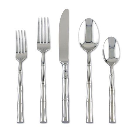 Supreme Stainless Steel 20-Piece Bamboo Flatware Set - Walmart.com Bamboo Flatware, Stainless Steel Silverware, Tea Spoon, Salad Fork, Dinner Fork, Forks And Spoons, Stainless Steel Flatware, Clean Dishwasher, Bamboo Handles