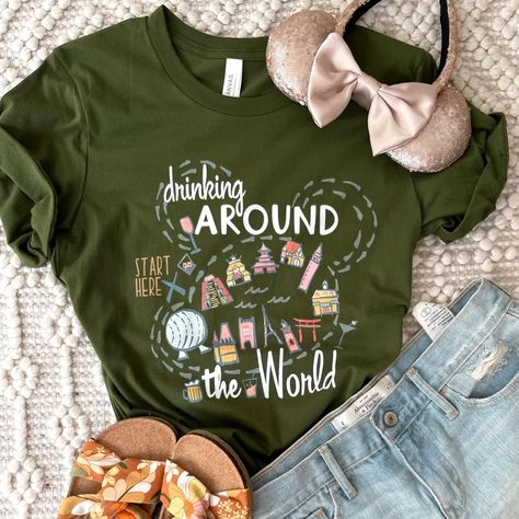 Wine Festival Outfit, Festival Map, Epcot Drinking Around The World, Epcot Outfit, Epcot World Showcase, 21st Birthday Shirts, Disney Boardwalk, Food And Wine Festival, Matching Disney Shirts