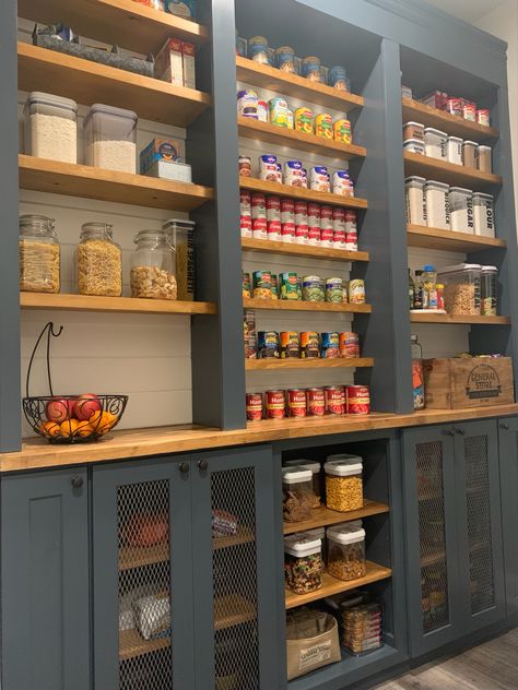 I have always obsessed with order and organization and recently discovered my love for power tools and my new table saw!
I wanted to create a space that guests felt comfortable grabbing a snack. Let's be honest, who wants to rummage through someone's pantry when their hungry? It just feels weird. I wanted to create a General Store vibe- something inviting and fun! It also makes grocery store shopping and meal planning super easy, too! Pantry Room Shelving Ideas, French Country Pantry Ideas, Pantry With Library Ladder, Long Pantry Shelves, Kitchen Pantry Design Storage, Open Wall Pantry, Kitchen And Pantry Ideas, General Store Pantry Ideas, Modern Farmhouse Pantry Ideas