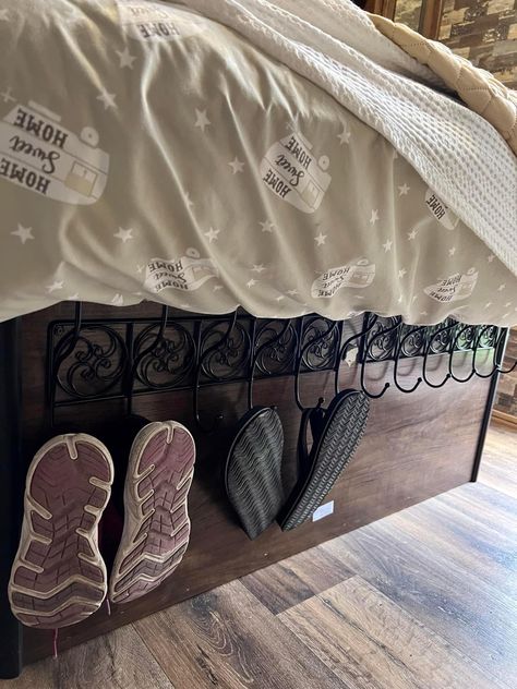 Rv Shoe Storage, Camper Storage Ideas Travel Trailers, Camper Organization Rv Living, Travel Trailer Decor, Van Kitchen, Glamper Camper, Camper Interior Design, Trailer Conversion, Enclosed Trailer