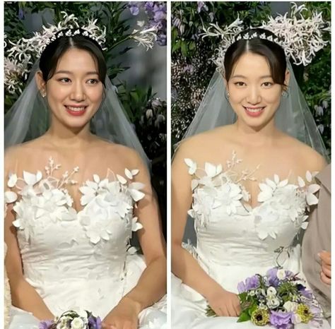 Park Shin Hye Wedding, Korean Wedding Dress, Joon Park, Pre Wedding Poses, Korean Wedding, Myanmar Dress Design, Park Shin Hye, People Photography, Wedding Poses