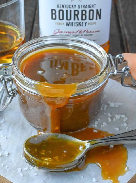 Caramel Bourbon Sauce, Carmel Sauce For Apples, Bourbon Cream Sauce, Praline Sauce Recipe, Bourbon Caramel Sauce, Praline Sauce, Whiskey Sauce, Bourbon Caramel, Caramel Apple Crisp