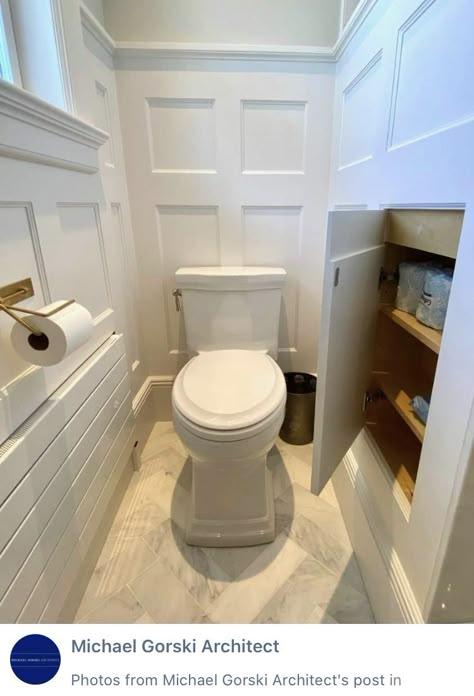 Toilet Wand Storage, Over The Toilet Recessed Storage, Toilet Room Storage Ideas Master Bath, Cabinets In Toilet Room, Cabinet In Water Closet, Bathrooms With Water Closets, Toilet Cubby Master Bath, Toilet Closet Storage Ideas, Storage In Toilet Room