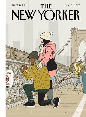 The New Yorker January 2, 2017 Issue | The New Yorker The New Yorker January, New Yorker January, Adrian Tomine, New Yorker Cover, Love Locks, The New Yorker Magazine, New Yorker Magazine, Color Concept, New Yorker Covers