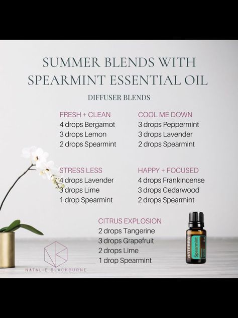 Summer Spearamint Diffuser Blends With Spearmint, Spearmint Essential Oil Blends, Spearmint Diffuser Blends, Summer Diffuser Blends, Treat Hyperpigmentation, Doterra Diffuser, Doterra Diffuser Blends, Doterra Essential Oils Recipes, Essential Oil Diffuser Blends Recipes