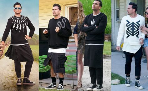 David Rose from Schitt’s Creek Costume | Carbon Costume | DIY Dress-Up Guides for Cosplay & Halloween David Rose Halloween Costume, Pansexual Characters, Rosé Halloween, Rose Costume, Dan Levy, Rose Apothecary, David Rose, Schitt's Creek, Personal Style Inspiration