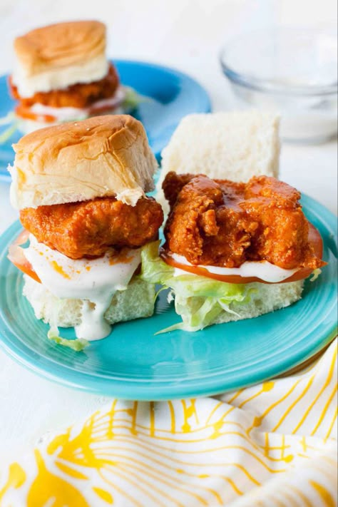 Buffalo Chicken Sliders | The Pioneer Woman Buffalo Chicken Fingers, Buffalo Chicken Sliders, Waffles Recipe, Chicken Sliders, Chicken Sandwiches, Superbowl Snacks, Pioneer Woman Recipes, Slider Recipes, Chicken And Waffles