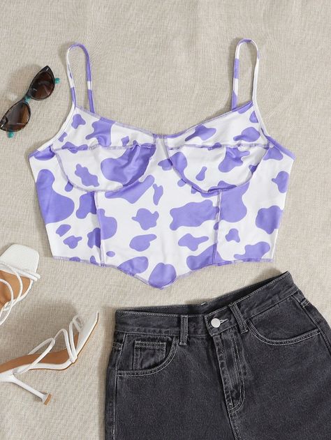 Summer Crop Tops, Plus Size Tank Tops, Cute Rompers, Teenage Fashion Outfits, Asymmetrical Hem, Dream Clothes, Teen Fashion Outfits, Cow Print