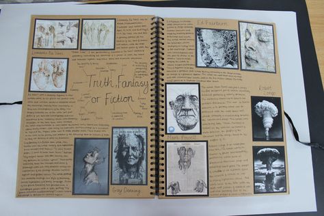 Brown Sketchbook, Artist Research Page, Diary Art, Teaching Secondary, Fantasy Fiction, Visual Diary, Art Studies, Journal Pages, Sketch Book