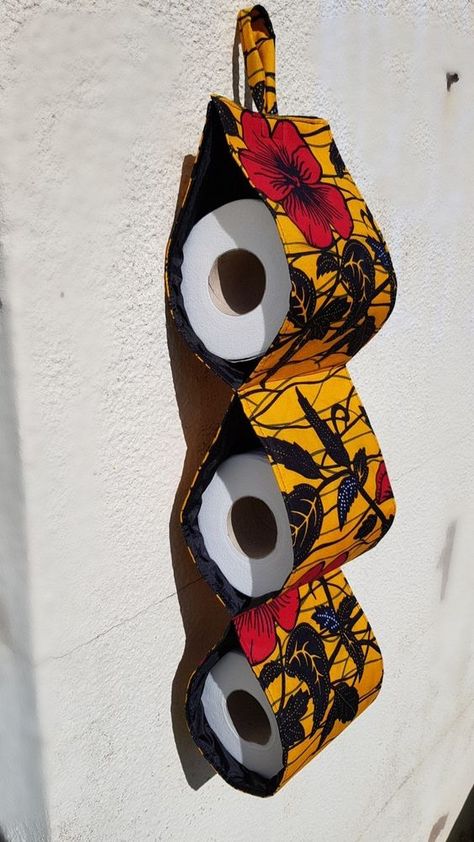 Toilet Roll Storage, African Fabric Accessories, Afrocentric Decor, Roll Storage, African Interior Design, Tissue Paper Holder, African Inspired Decor, African House, African Gifts