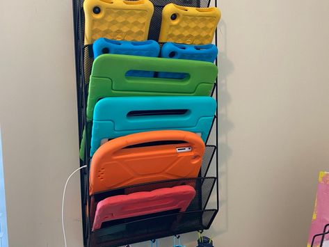 Charging Station for iPads and Tablets Device Storage Charging Stations, Tablet Charging Station Diy, Kids Charging Station Ideas, Wall Charging Station Ideas, Charging Station Kitchen, Wall Charging Station, Ipad Station, Charging Station Ideas, Diy Charging Station