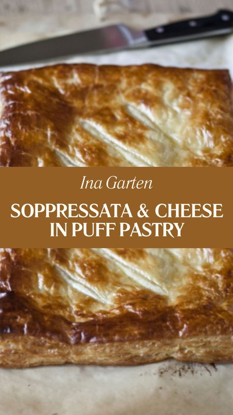 Ina Garten Soppressata & Cheese In Puff Pastry Cheese Filled Puff Pastry, Puff Pastry Sandwiches, Savory Puff Pastry Recipes, Cinnamon Sweet Potatoes, Puff Pastry Recipes Savory, Savory Puff Pastry, Salami And Cheese, Barefoot Contessa Recipes, Puff Pastry Appetizers