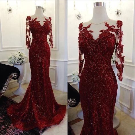 This #red long sleeve #sexy gown has a pretty v-neck line. #reddreses like this can be made for many formal occasions. We can create all types of #formal special occasion #eveninggowns. Custom #eveningdresses & #replicas of couture #designerdresses are our specialty. We can work from any #fashion #pictures you have to create our dream gown - in a price range you can afford. Email us for pricing. Red Prom Dress Long Sleeve Lace, Red Gown Evening With Sleeves, Red Long Sleeve Formal Dress, Red Long Dress Formal, Red Couture Gowns, Red Long Sleeve Gown, Red Long Gown, Dream Gown, Red Long Sleeve Dress