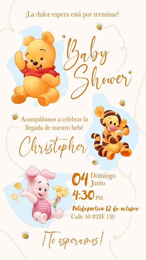 Baby Shower Winnie The Pooh Invitations, Pooh Bebe, Baby Shower Unisex, Pooh Invitation, Fiesta Shower, Surprise Birthday Decorations, Shower Balloons, Baby Shower Invitaciones, Pooh Baby