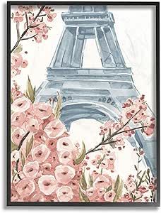 Paris Flowers, Paris Canvas, Dorm Art, Black Framed Wall Art, Art Print Display, Paris Art, Blue Watercolor, Wall Art Canvas Prints, Cherry Blossoms