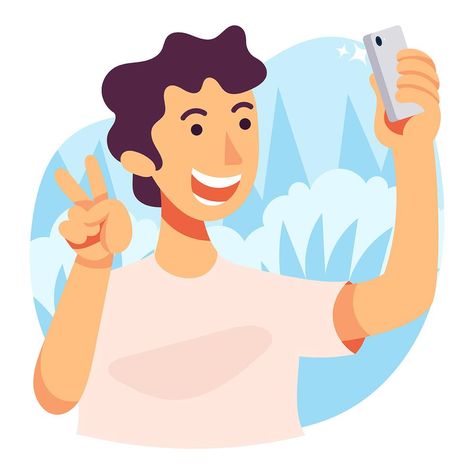 Selfie Illustration Selfie Cartoon, Selfie Illustration, Selfie Drawing, Selfie Icon, Vector Illustration Character, Vector Character Design, Illustration Flat, Person Cartoon, Dog Vector