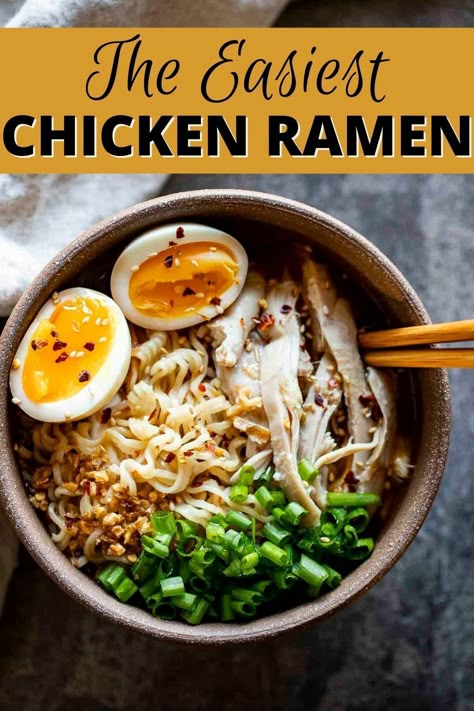 Make Your Own Ramen, Spicy Chicken Ramen, Chicken Ramen Noodle Recipes, Dinner For Guests, Ramen At Home, Winter Soups And Stews, Chicken Ramen Recipe, Japanese Noodle Soup, Soup Spicy