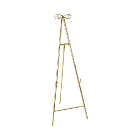 53.5"H Gold Metal Folding Tripod Floor Easel - 53.5" - Bed Bath & Beyond - 31484333 Displaying Pictures, Standing Office, Floor Easel, Multi Picture, Gold Poster, Decorative Bows, Metal Trays, Everly Quinn, Dry Erase