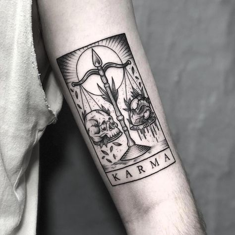 Tattoo Karma, Karma Tattoo, Dragons Tattoo, Tarot Card Tattoo, Tarot Tattoo, Occult Tattoo, Libra Tattoo, Inspiration Tattoos, Geniale Tattoos