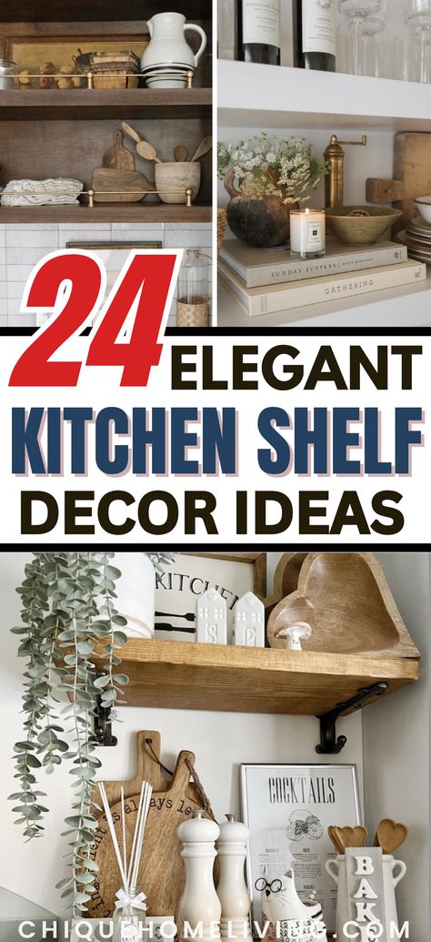 Transform your kitchen into a contemporary culinary haven with our curated collection of 24 clever open kitchen shelf decor ideas. Whether you're aiming for minimalist simplicity or eclectic charm, these creative suggestions will inspire you to elevate your kitchen shelves to new heights of style and functionality. White Kitchen Shelves Decor, Floating Shelves With Plants Kitchen, Decor For Floating Shelves In Kitchen, Kitchen Decor For Shelves, Shelf Decor For Kitchen, Kitchen Counter Top Decor Ideas Farmhouse, Kitchen Wall With Floating Shelves, Kitchen Wall Shelf With Hooks, Shelves Above Kitchen Counter