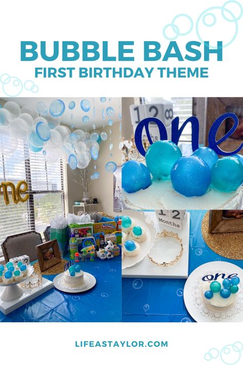 Bubble Theme First Birthday Party, 1st Birthday Bubble Theme, Bubble Bash Birthday Party, First Birthday Bubble Theme, Bubble 1st Birthday Party, Bubble 2nd Birthday Party, Bubble Balloon Arch, Bubble First Birthday Party, Bubbles Theme Birthday Party