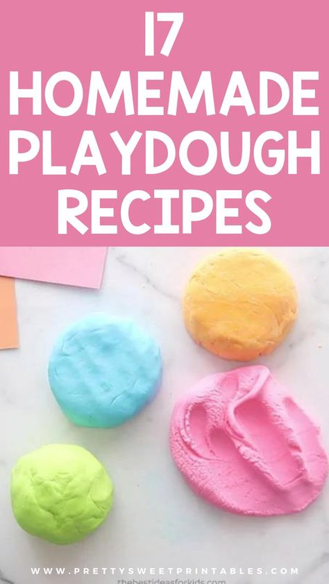 homemade playdough recipes Simple Playdough, Koolaid Playdough, Recipes To Make With Kids, Easy Homemade Playdough, Edible Play Dough Recipe, Playdough Ideas, Easy Homemade Playdough Recipe, Easy Playdough Recipe, Edible Playdough