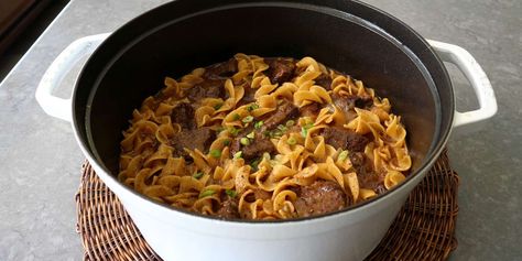 Amish Beef and Noodles Amish Beef And Noodles Crockpot, Amish Beef And Noodles Recipe, Amish Beef And Noodles, Beef Cubes, Beef Casseroles, Mennonite Recipes, Recipes Meat, Chef John, Food Wishes