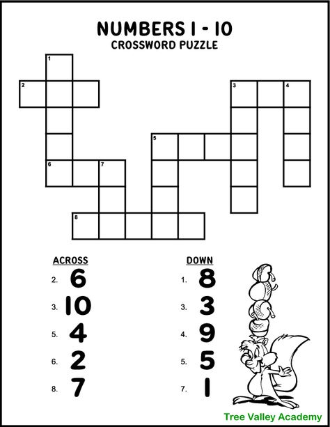 A free printable crossword puzzle for kids. The clues are the digits of the numbers 1 to 10. Kids will need to write the number in words in the puzzle. A spelling activity perfect for 1st grade or 2nd grade students. Free downloadable pdf includes answers. Number Spelling Activities, Number Spelling Worksheets, Number Puzzles 1-10 Free Printable, Numbers In Words Worksheet, Numbers 1-10, Numbers Activities For Kids, Writing Numbers In Words, Numbers In Words, Kids Crossword Puzzles