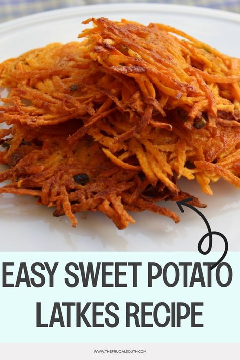 Explore the delicious world of sweet potato recipes with our flavorful sweet potato latkes recipe. Transform this versatile veggie into crispy, golden latkes that are perfect for any occasion. Whether you're looking for new sweet potato ideas or simply want to switch up your usual dishes, these savory latkes will surely be a hit at your next meal. Give your taste buds a treat and indulge in the delightful flavors of our easy-to-make sweet potato latkes! Sweet Potato Ideas, Zucchini Latkes, Potato Latkes Recipe, Crispy Potato Pancakes, Potato Ideas, Latkes Recipe, Potato Latke Recipe, Sweet Potato Latkes, Easy Sweet Potato