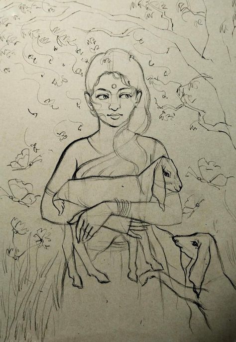 Ganpati Photo, Routine Work, Human Figure Sketches, Butterfly Art Painting, Pencil Sketch Images, Village Girl, Figure Sketching, Indian Folk Art, Easy Drawings Sketches