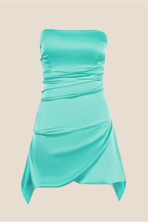 Made with high-quality satin material, this dress boasts a sheath silhouette that's sure to flatter your figure. The dress also features a Sweetheart's neck and a zip-up back, making it easy to slip on and off. With its above-knee length, this dress is perfect for showing off your legs.   SKU: OM1035 Pink color Satin material   Sheath silhouette Sweetheart's neck   Ruched details Zip-up back Mini length  Care: hand wash only  The model is wearing US Size 2. Short Princess Dress, Convertible Dress, Bridesmaid Accessories, Short Homecoming Dress, Short Bridesmaid Dresses, Tea Length Dresses, Hoco Dresses, Long Bridesmaid Dresses, Satin Material