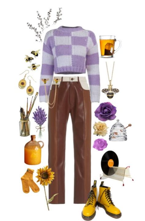 Purple Dark Academia Outfit, Purple Academia Outfit, Brown Outfit Streetwear, Bright Academia Aesthetic, Purple Academia, Avea Trotter, Colorful Academia, Maximalism Fashion, Dark Academia Aesthetic Outfit