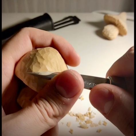 WhimsicalCarver 🧙‍♂️ on Instagram: “a quiet night for carving... Mushrooms are almost done. #carving #whittling #mushroom” Whittling, Instagram A, Stuffed Mushrooms, Carving, On Instagram, Instagram