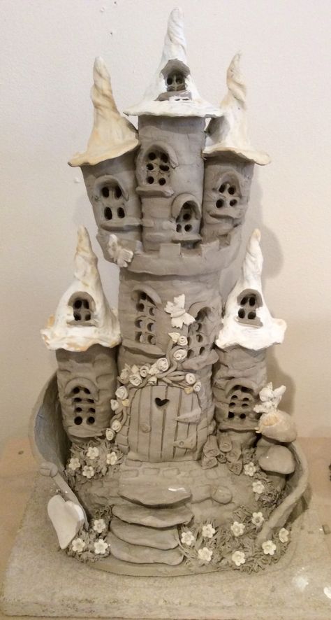 Fairy Garden Castle, Garden Castle, Fairy House Crafts, Clay Fairy, Clay Fairy House, Polymer Clay Fairy, Fairy Castle, Fairy House Diy, Fairy Garden Designs