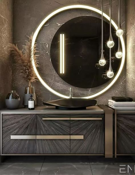 Small Bathroom Mirrors, Modular Bathrooms, Oval Mirror Bathroom, Luxury Bathroom Interior, Luxury Toilet, Modern Bathroom Mirrors, Modern Luxury Bathroom, Luxury Master Bathrooms, Washbasin Design