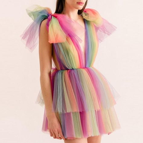 158fc2ddd52ec2cf54d3c161f2dd6517desc47045599ri Lirika Matoshi Dress, Rainbow Gown, Matoshi Dress, Frocks For Women, Lirika Matoshi, Tulle Mini Dress, Tulle Homecoming Dress, Rainbow Dress, Dress For Short Women