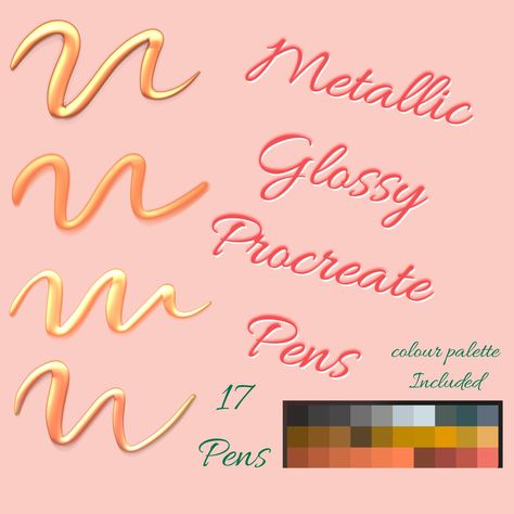 Metallic glossy gel Procreate brush pens shiny gold rose silver by JCphotosArt on Etsy Metallic Art, Free Procreate, Brush Background, Procreate Brushes Free, Gold Palette, Procreate Art, Brush Pens, Star Words, Find Work